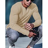 preiswerte Geripptes Strick-T-Shirt-Herren T Shirt Geripptes Strick-T-Shirt T-Shirt Langarmshirt Langarm V Ausschnitt Sommer Einfach Grubenstreifen Mode Designer Basic Stricken Urlaub Straße Ausgehen Schwarz Weiß Rosa Top T-Shirt für