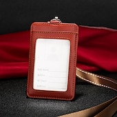 levne pouzdra a pouzdra na karty-Skutečná kůže pracovní držák karet módní ID badge držáky s nylonovým šňůrkou ID případ kancelářské potřeby