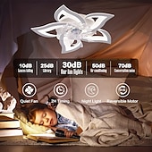 preiswerte Deckenventilator-Leuchten-LED-Deckenventilatoren dimmbar mit Fernbedienung Contral Blumendesign 20 &quot;/ 39&quot; 5/9-Köpfe Unterputz-Deckenleuchte Acryl-Lampenschirm-Kronleuchter Schlafzimmer Wohnzimmer
