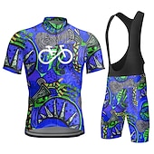 economico Set di abbigliamento da uomo-Per uomo Maglia con salopette corta da ciclismo Manica corta Ciclismo da montagna Cicismo su strada Giallo Rosso Azzurro cielo Pop art Bicicletta Completo tuta Pad 3D Traspirante Asciugatura rapida