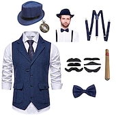 levne oblečení-Retro Řvoucí 20s 20. léta 20. století Úbory Kamizelka Vesta Velký Gatsby Gentleman Módní Maškarní kostým Pánské Vánoce předvečer Všech svatých Karneval Maturitní ples loučení se svobodou nevěsty
