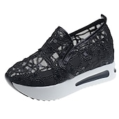 preiswerte Damen-Sneaker-Damen Slip-On-Sneaker aus goldenem Pailletten-Mesh mit Plateausohle – stylische Freizeitschuhe für Partys und besondere Anlässe