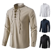 abordables Hauts-Médiéval Renaissance 17ème siècle Longueur moyenne Blouse / Chemise Costume de cosplay Ren Faire Chevalier Viking Chevalier Celtique Cordon de serrage Couleur Unie Homme Pirate Fantaisie Halloween