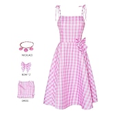 cheap Women's Costumes-Movie Outfits Western Cowgirl Costume Star-Covered Flared Pants Pink Gingham Dress Cheerleader Jumpsuit Y2K Retro Vintage