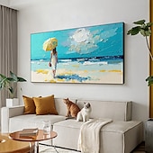preiswerte Landschaftsgemälde-Handgefertigtes, handgemaltes Ölgemälde, Original-Sonnenschein-Ozean-Ölgemälde auf Leinwand, extra großes Wandkunst, abstraktes weißes Wellengemälde, Boho-Wanddekoration, gerollte Leinwand, kein