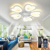 preiswerte Deckenventilator-Leuchten-LED-Deckenventilatoren dimmbar mit Fernbedienung Contral Blumendesign 20 &quot;/ 39&quot; 5/9-Köpfe Unterputz-Deckenleuchte Acryl-Lampenschirm-Kronleuchter Schlafzimmer Wohnzimmer