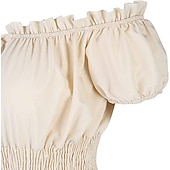 economico Vestito-Medievale Rinascimento Abito da cocktail Sguardi Contadini Camicia da notte irlandesi Fiera del Ren A palloncino Pirata Vichingo Straniero Senza spalline Con Volant Per donna Celtico Costumi da