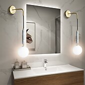 abordables Luces para tocador-iluminación de baño luz de tocador ip20 g9 aplique de pared iluminación latón cepillado luz de baño con pantalla de vidrio transparente aplique de pared de baño luz de pared para espejo cocina