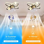 cheap Ceiling Fan Lights-Ceiling Fan with Light Dimmable Circle Design Crystal 57cm 6 Wind Speeds Modern Ceiling Fan for Bedroom, Living Room App &amp; Remote Control 110-240V