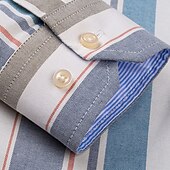 preiswerte Oxford-Hemden für Herren-Herren Oberhemd Gestreiftes Hemd Hemd Bügelfreies Hemd Oxford Hemd Kariert / Gestreift / Chevron Hochzeit Büro &amp; Karriere Hellblau Dunkelrot Rote Dunkelmarine Langarm Hemdkragen Ganzjährig Bekleidung