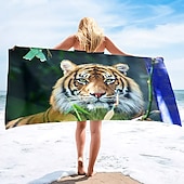 billiga set med strandhanddukar-1st stora tjocka badduschhanddukar 3d vit tigerdesign bomull strandhandduk för kvinnor män reser sim yogafilt