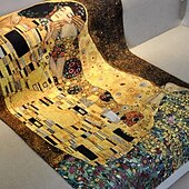 olcso Jacquard szőtt kárpitok-jacquard szőtt gobelin gobelin aubusson fali függöny klimt a szerető szövőszék pamut szövés nappali hálószoba dekoráció (bot és bojt nélkül)