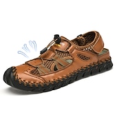 economico sandali da esterno-Sandali da uomo traspiranti in similpelle per esterni – scarpe sportive da pescatore con punta chiusa e lacci elastici regolabili per escursionismo, passeggiate e abbigliamento casual estivo