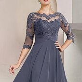 levne S bundou-Dvoudílné A-line šaty matky nevěsty formální svatební host elegantní lodičkový krk čajová délka šifon krajka 3/4 délky rukávu s aplikacemi řasením zahrnutým s volným vlastním rozměrem