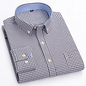 preiswerte Oxford-Hemden für Herren-Herren Oberhemd Gestreiftes Hemd Hemd Bügelfreies Hemd Oxford Hemd Kariert / Gestreift / Chevron Hochzeit Büro &amp; Karriere Hellblau Dunkelrot Rote Dunkelmarine Langarm Hemdkragen Ganzjährig Bekleidung