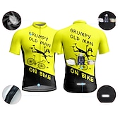 voordelige Heren shirts-21Grams Voor heren Wielrenshirt Korte mouw Fietsen Kleding Bovenlichaam met 3 achterzakken Bergracen Wegwielrennen Ademend Sneldrogend Vochtregelerend Reflecterende strips Donker Grijs Zwart Geel