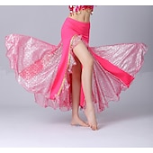 abordables Tenues de danse du ventre-Danse du ventre Jupes Couleur Pure Fantaisie Tulle Femme Utilisation Entraînement Taille haute Mélange de Coton