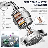 cheap Rain Shower-4/6 inch Rainfall Shower Head Set, 5 Mode Sprayer Showerhead with Water Filter, 360-degree Rotation High Pressure Overhead Shower Head Arm Chrome Black Silver