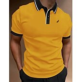preiswerte Klassisches Poloshirt für Herren-Herren Polos mit Knöpfen Poloshirt Casual Festtage Kargen Kurzarm Modisch Basic Glatt Klassisch Sommer Regular Fit Feuer rot Schwarz Weiß Gelb Rosa Dunkelmarine Polos mit Knöpfen