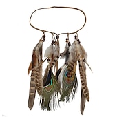 abordables Accesorios para el peinado del cabello-hermosa diadema bohemia de plumas de pavo real, perfecta para gitanos indios &amp; ¡estilo hippy!