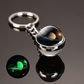 abordables Pendentifs et ornements pour voiture-lune porte-clés système solaire planète porte-clés galaxie nébuleuse espace porte-clés terre soleil mars jupiter saturne image double face boule de verre porte-clés