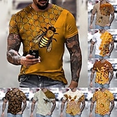 cheap Animal Print T shirts-Men&#039;s Unisex Bee Graphic Prints Shirt T shirt Tee Short Sleeve T shirt 3D Print Crew Neck Shirt Designer Casual Big and Tall Daily Holiday A B C Summer Clothing Apparel S M L XL XXL 3XL 4XL