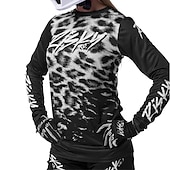 billiga Tröjor för kvinnor-Dam Downhilltröja Långärmad Rosa Brun Grå Leopard Cykel Andningsfunktion Snabb tork sporter Leopard Kläder