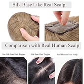 baratos Pedaços de cabelo humano e postiços-Mulheres Cabelo Humano Topetes Liso 100% Feita a Mão Design de moda / Macio / Festa Festa / Festa / Noite / Roupa Diária