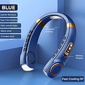 cheap Decorative Lights-Portable Hanging Neck Fan with Colorful Light USB Charging 5 Gears Brush Motor Leafless Hanging Neck Fan Rechargeable Mute Refrigeration Air Conditioning Outdoor Cooling Fan