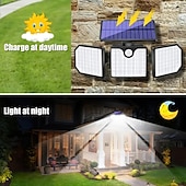 abordables Appliques d&#039;extérieur-Projecteur solaire 230 LED avec détecteur de mouvement et 3 têtes réglables, éclairage d&#039;extérieur étanche et sécurisé