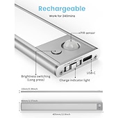 cheap Cabinet Light-Light In The Box Motion Sensor Cabinet Light Ultra Thin Under Cabinet Lighting USB Rechargeable Battery Operated, Tri-color Wireless Closet Lights Night Lights for Bedroom Wardrobe Stairs