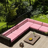 abordables Funda para Cojines de Patio-2 fundas de cojín para patio, 100 % impermeables, para sofá de exterior, de mimbre, funda de asiento de sofá impermeable, funda de silla de mimbre Oxford, protector de muebles