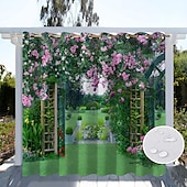 billiga Vattentäta gardiner-vattentäta utomhusgardiner för inomhusbröllop uteplats tjock sekretesshylsa gardiner för bröllop sovrum, vardagsrum, veranda, pergola, cabana, 1 panel