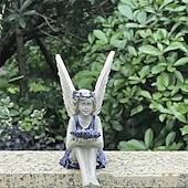 cheap Garden Sculptures&amp;Statues-Fairy Statue,Fairy Angel Crafts, Resin Garden Sculpture Butterfly Wings Flower Elf Outdoor Decoration, For Home Decor Patio Lawn