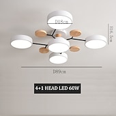 Χαμηλού Κόστους Φώτα Οροφής με Dimmer-led φωτιστικό οροφής ρυθμιζόμενο μοναδικό σχέδιο σπούτνικ ξύλο 4/5/6/7 κεφαλές 35&quot;/43&quot; led πολυέλαιος κατάλληλος για τραπεζαρία σαλόνι και κουζίνα 110-240v