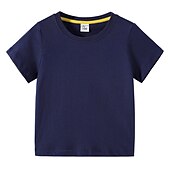 halpa T-paidat ja muut paidat-Lapset Poikien T-paita Tee Yhtenäinen väri Lyhythihainen Crewneck 100% puuvilla Lasten toppi Koulu Neutraali Päivittäin Perus Kesä Vaalean sininen 3-13 vuotta