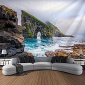 billiga Ocean Beach Gobeläng-landskap hav grotta hängande gobeläng väggkonst stor gobeläng väggmålning dekor fotografi bakgrund filt gardin hem sovrum vardagsrum dekoration