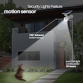 economico Applique per esterni-faretti solari con sensore di movimento per esterni, faretti a LED da 1400 lm, 9 W (equiv. 130 W), luci di sicurezza solari per giardino, vialetto, patio, cortile, sentiero, portico, terrazza