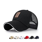 billiga Baseballkeps herr-Herr Snapback hatt Basebollkeps Trucker Hat Mesh Keps Svart Vit Polyester Mesh baksida Resor Strandstil Utomhus Semester Slät Justerbara Solskyddskräm Andningsfunktion Mode