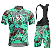 economico Set di abbigliamento da uomo-Per uomo Maglia con salopette corta da ciclismo Manica corta Ciclismo da montagna Cicismo su strada Giallo Rosso Azzurro cielo Pop art Bicicletta Completo tuta Pad 3D Traspirante Asciugatura rapida