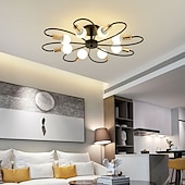 preiswerte Dimmbare Deckenleuchten-LED-Deckenleuchte, 6/8-flammig, dimmbar mit Fernbedienung, Unterputz-Deckenleuchte, Acryl-Lampenschirm, Kronleuchter, Schlafzimmer, Wohnzimmer, Blumenform, Schwarz/Weiß, 110–240 V