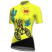 billiga Tröjor för kvinnor-Dam Cykeltröja Kortärmad Cykel Tröja Överdelar med 3 bakfickor Bergscykling Vägcykling Andningsfunktion Snabb tork Fuktabsorberande Reflexremsa Violett Gul Rosa Grafisk sporter Kläder