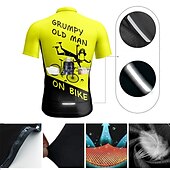 voordelige Heren shirts-21Grams Voor heren Wielrenshirt Korte mouw Fietsen Kleding Bovenlichaam met 3 achterzakken Bergracen Wegwielrennen Ademend Sneldrogend Vochtregelerend Reflecterende strips Donker Grijs Zwart Geel