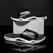 abordables Sandales décontractées-sandales à enfiler sportives pour hommes | pantoufles confortables et légères à enfiler pour une tenue décontractée, au bord de la piscine ou à la plage – conception respirante à bout ouvert avec imprimé lettre tendance