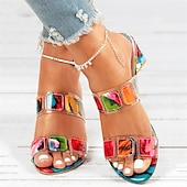 economico Infradito da Vacanza-sandali con tacco a blocco trasparenti e colorati con gemme da donna – sandali aperti alla moda per feste estive e outfit casual