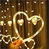 رخيصةأون يعمل عن طريق USB-أضواء سلسلة الستار led 126 بطارية ضوء سلسلة led&amp;amp; أضواء على شكل قلب تعمل بالطاقة USB مقاومة للماء 8 أوضاع وامضة لفتاة عيد الحب والزفاف والكريسماس وأضواء نافذة الفندق