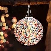 abordables Luces de paisaje-Luz de globo de estilo chino, energía solar para exteriores, linterna impresa de 12 pulgadas y 30 cm, lámpara colgante ip65, luz led de nailon resistente al agua para exteriores, jardín, fiesta,