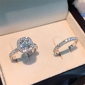 voordelige Ringen-Ring Bruiloft meetkundig Zilver Legering Modieus Gepersonaliseerde Eenvoudig 1 stuk