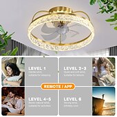 cheap Ceiling Fan Lights-Ceiling Fan with Light Dimmable Circle Design Crystal 50cm 6 Wind Speeds Modern Ceiling Fan for Bedroom, Living Room App &amp; Remote Control 110-240V