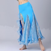 abordables Tenues de danse du ventre-Danse du ventre Jupes Couleur Pure Fantaisie Tulle Femme Utilisation Entraînement Taille haute Mélange de Coton